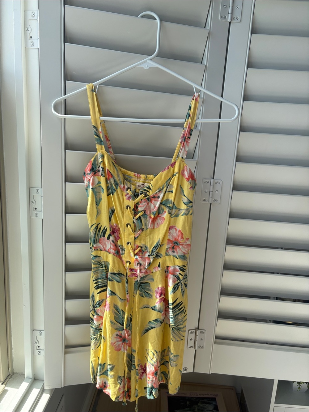 Hollister Yellow Floral Lace-Up Romper